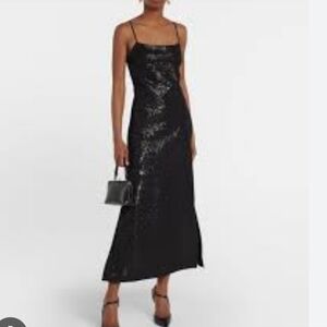 Black Sequin Slip Dress with Spaghetti Straps